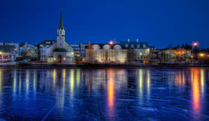 Iceland City At Night Wallpaper