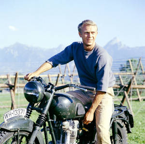 Iconic American Actor, Steve Mcqueen In Character Wallpaper