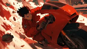 Iconic Anime Motorcycle Scene Wallpaper
