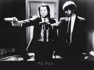 Iconic Duo Vincent And Jules From Pulp Fiction In A Monochromatic Shot Wallpaper