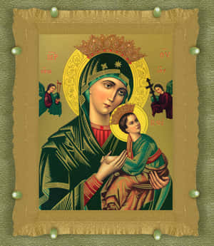 Iconic Madonnaand Child Artwork Wallpaper