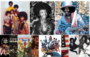 Iconic Sly And The Family Stone Band Compilation Image Wallpaper