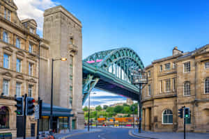 Iconic Tyne Bridge Resplendent Under A Clear Newcastle Sky Wallpaper