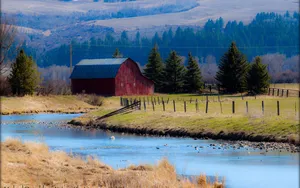 Idyllic Fall Barn Scene Wallpaper