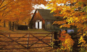 Idyllic Fall Farmhouse Scene Wallpaper
