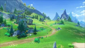 Idyllic Fantasy Landscape Genshin Impact Wallpaper