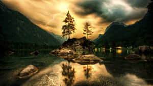 Idyllic Lake Island Wallpaper