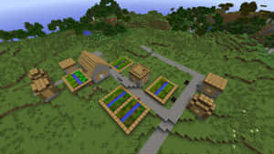 Idyllic Minecraft Village Surrounded By Nature Wallpaper