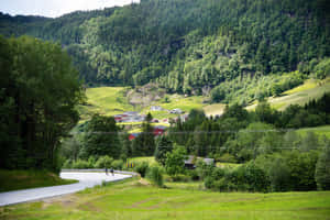 Idyllic Norwegian Landscape Bergen Wallpaper