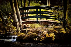 Idyllic Wooden Bridge Wallpaper