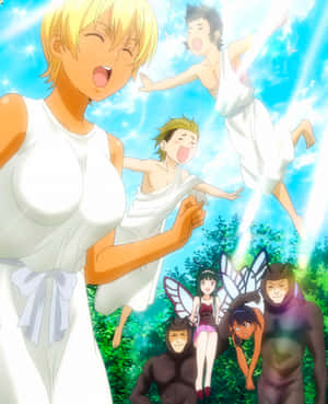 Ikumi_ Mito_and_ Characters_ Frolicking_in_ Sunshine Wallpaper