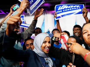 Ilhan Omar Being Celebrated Wallpaper