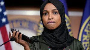 Ilhan Omar Biting Her Lower Lip Wallpaper