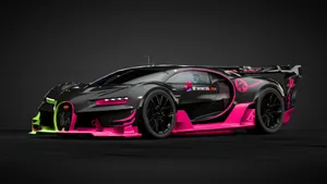 Illuminate The Night With A Neon Bugatti Wallpaper