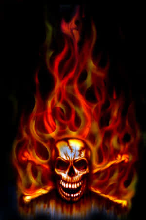 Illuminate The Night With An Eye-catching Fire Skull Wallpaper