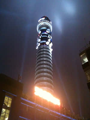 Illuminated Bt Tower At Night Phone Wallpaper