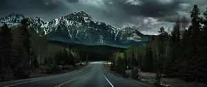 Illuminated Dark Mountain Road Wallpaper