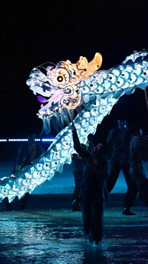 Illuminated Dragon Dance Performance Wallpaper