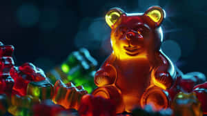 Illuminated Gummy Bear Candy Art Wallpaper