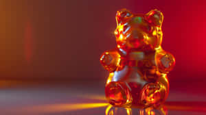 Illuminated Gummy Bear Red Backdrop Wallpaper