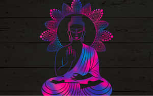 Illuminated Silhouettes Of Buddha Under The Serene Night Sky Wallpaper