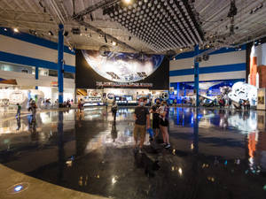 Illuminated View Of The Nasa Houston Exhibit Wallpaper