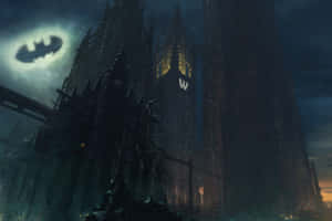 Illuminating Bat Signal In The Night Sky Wallpaper