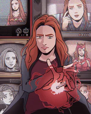 Illustrated Wanda Maximoff Wandavision Wallpaper