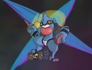 Illustration Of Toxicroak Pokemon With Speakers Wallpaper