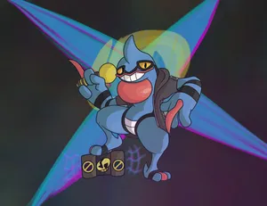 Illustration Of Toxicroak Pokemon With Speakers Wallpaper