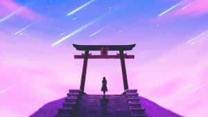 Image A Peaceful View Of Purple Hues Across A Japanese Garden Wallpaper