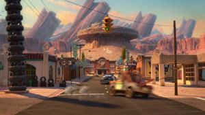 Image A View Of Radiator Springs Wallpaper