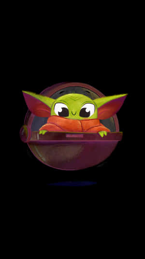 Image Adorable Baby Yoda Holding Cell Phone Wallpaper