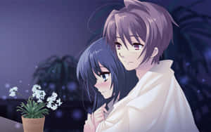 Image Aesthetic Anime Couple Sharing A Sweet Moment Wallpaper