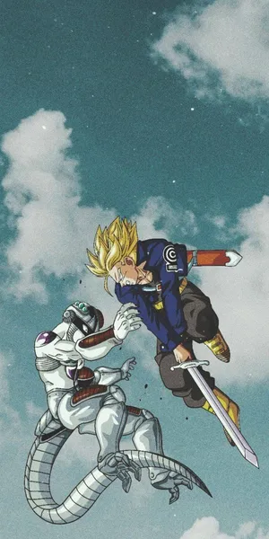 Image An Epic Showdown Between Trunks And Frieza Wallpaper