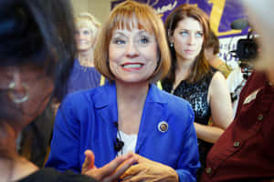 Image Of Sharron Angle In Blue Coat Wallpaper