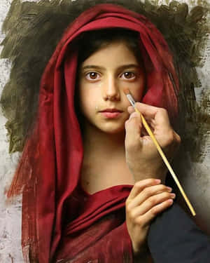 Image Realism Style Painting Of A Greek Shelter With Potted Plants Wallpaper