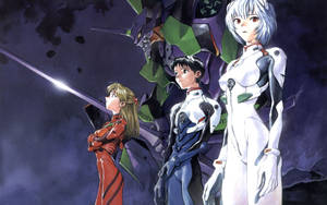 Image Rei, Shinji And Asuka - Neon Genesis Evangelion Wallpaper