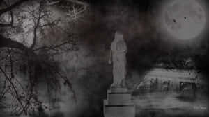 Image Spooky Halloween Night In The Graveyard Wallpaper