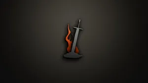 Impaled Flaming Sword Gaming Logo Wallpaper