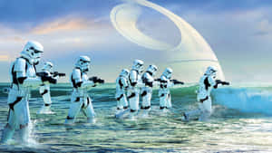 Imperial Forces On The Paradise Planet Scarif Wallpaper