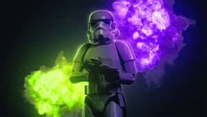 Imperial Stormtrooper And Purple And Green Smoke Wallpaper