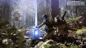 Imperial Stormtroopers Battle Rebel Forces In Intense Star Wars Gaming Action Wallpaper