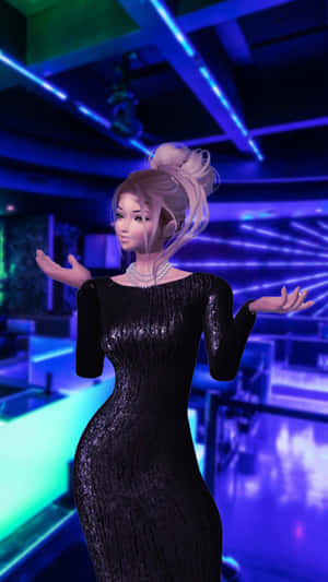 Imvu Girl In Modern Bar Wallpaper