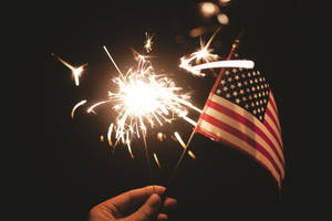 Independence Day Flag And Sparklers Wallpaper