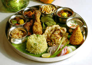 Indian Non Vegetarian Thali Assortment Wallpaper