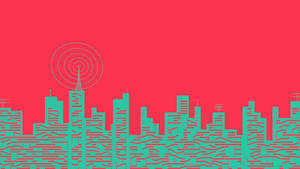 Indie Aesthetic Laptop Green City Skyline Wallpaper