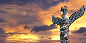 Indigenous Totem Pole Sunset Wallpaper