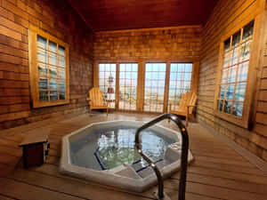 Indoor Hot Tub With View Wallpaper