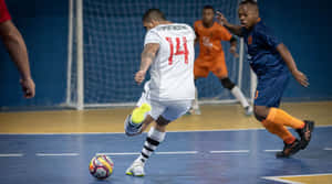 Indoor Soccer Action Shot Wallpaper